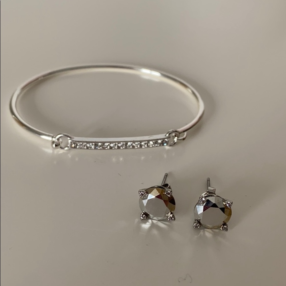 New Vera Bradley Silver Bangle Bracelet + Earrings